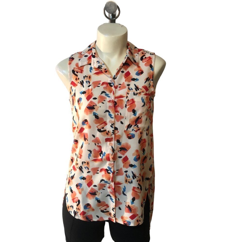 𝅺jak & Rae Sleeveless Button Down Blouse Size XS